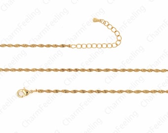 Twist Necklace,Lobster Clasp Necklace,18K Gold Filled Simple Necklace, Brass Necklace, Round Necklace, DIY Jewelry Supplies,0.5x2mm