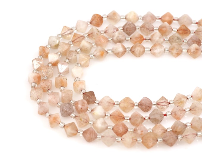 Pink Crystal Gemstone Necklace, Faceted Diamond Gem Bead, Natural Stone Chain, Natural Stone Bead, DIY Bracelet Necklace Accessories, 10mm