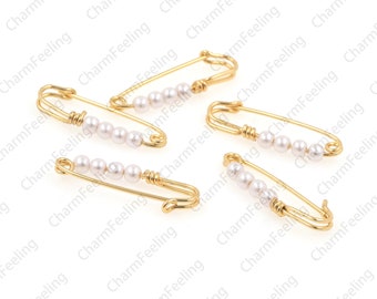 Exquisite safety pin earrings, gold pin earrings, safety pin ear jewelry, 14k gold safety pin earrings 24x8.3x2.9mm 1 pair