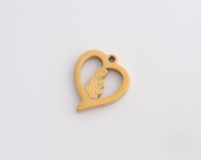Heart Necklace,Dainty Heart Charm, 18K Gold Filled Heart Pendant, Love Necklace, DIY Jewelry Accessories 16.6x14x2mm