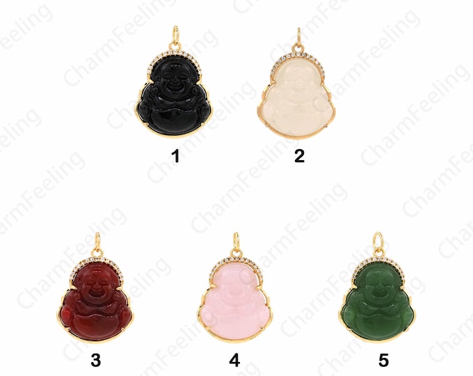 Micropavé CZ Character Pendant,18K Gold Filled Buddha Pendant,Buddha Charm,Buddhist Jewelry,Character Charm,DIY Jewelry Supplies,27x19x7.2mm