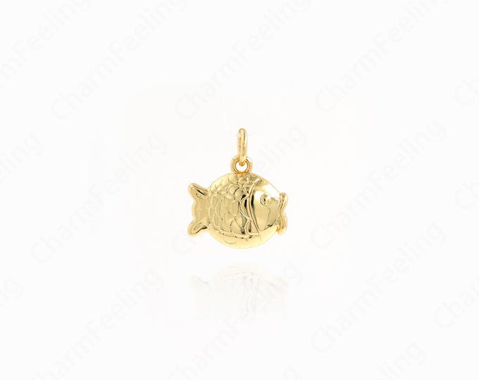 Fish Jewelry, Dainty Fish Necklace, Tropical Fish Pendant, 18K Gold Filled Fish Pendant,Marine Life Jewelry,15.5x13x4.4mm