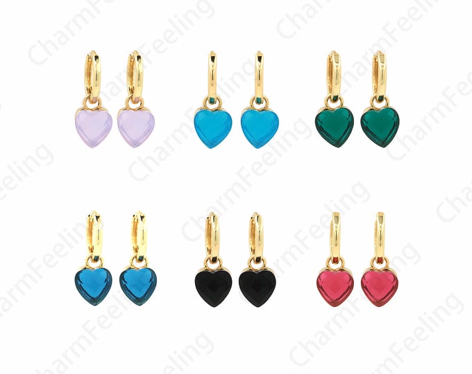 Micropavé CZ Love Earrings,Love Earrings, 18K Gold Filled Heart Earrings, Dainty Earrings,Round Earrings,DIY Jewelry Supplies, 24x9mm