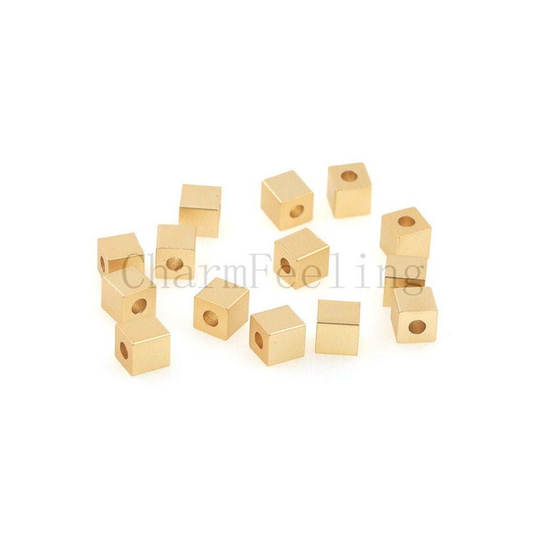 Square Spacer Beadsbrass Cube Beads nickelfree DIY Jewelry 44mm 1pcs