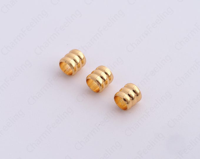 10 pcs Gold Round Spacer Beads, 18K Gold Filled Tube Beads,Dainty Round Bracelet Necklace Spacer Beads, DIY Jewelry Supplies,4x3.9mm