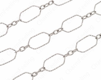 Silver FilledNickel Free Unfinished Link Chain Diamond Paperclip Chain,Semi-Finished Chain, Oval Chain,Silver Square Chain, 21x11.5x1mm