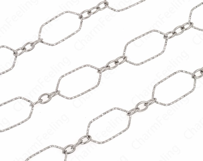 Silver FilledNickel Free Unfinished Link Chain Diamond Paperclip Chain,Semi-Finished Chain, Oval Chain,Silver Square Chain, 21x11.5x1mm