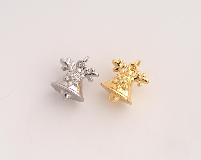 CZ Christmas Bell Pendant,Bell Pendant,18K Gold Filled Christmas Charm,DIY Jewelry Accessories,15.3x12.2x8.7mm