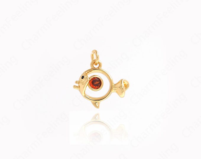 Fish Jewelry, Dainty Fish Necklace, Tropical Fish Pendant, 18K Gold Filled Fish Pendant,Marine Life Jewelry, 14.7x14x3.5mm