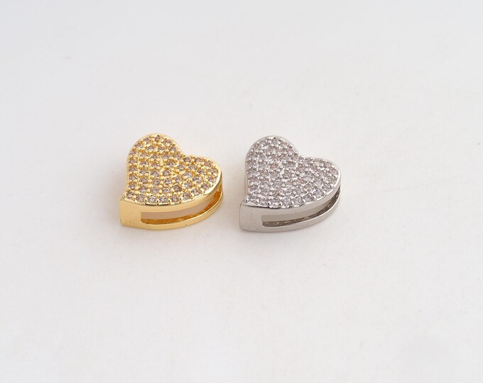 CZ Heart Pendant,Love Pendant,18K Gold Filled Heart Charm,DIY Jewelry Accessories,12.4x12.8x5.3mm