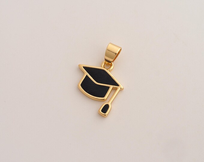 Enamel Doctoral Cap Pendant,Doctoral Cap Pendant,18K Gold Filled Doctoral Cap Charm,DIY Jewelry Accessories,22.8x15.7x1.8mm