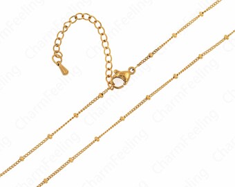 Beaded Necklace Dainty Chain Necklace,Gold Necklace, Layered Necklace,Stainless Steel Chain Classic Chain Necklace 37+6cm