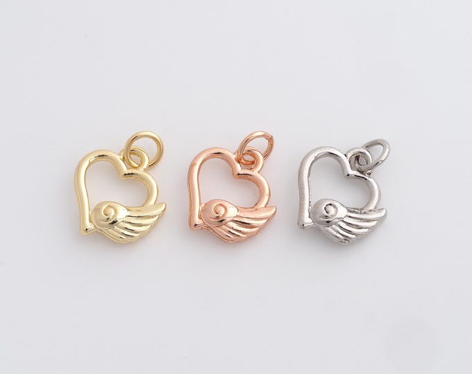 Heart Pendant, Heart Necklace, Heart Charm,Wings Charm Necklace, DIY Jewelry Making Accessories 16.8x13x3.5mm