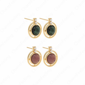 Micropavé CZ Earrings,18K Gold Filled Dangling Earrings,Oval Earrings,Hollow Earrings,Pendant Earrings,DIY Jewelry Supplies 16.5x13x5.5mm