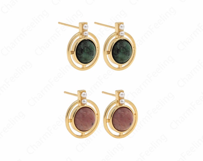 Micropavé CZ Earrings,18K Gold Filled Dangling Earrings,Oval Earrings,Hollow Earrings,Pendant Earrings,DIY Jewelry Supplies 16.5x13x5.5mm