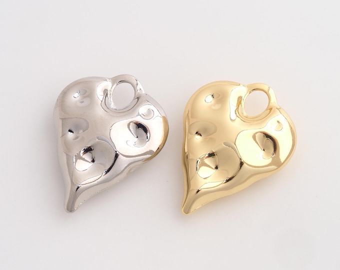 Heart Pendant,Love Pendant,18K Gold Filled Heart Charm,DIY Jewelry Accessories,34x25.8x9.3mm
