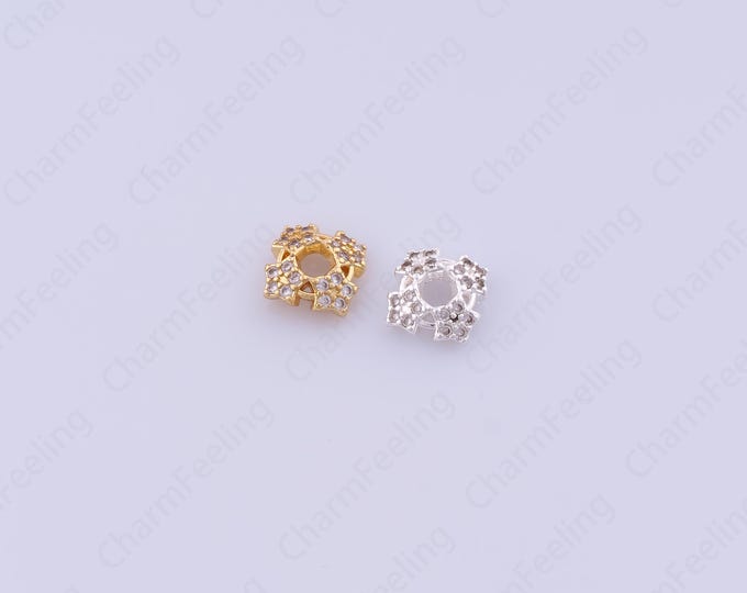 18K Gold Filled Flower Bead Caps,Pearl Caps,Square Bead Caps,Flower Caps,Spacer Jewelry, Brass Caps, DIY Gold Jewelry Making,7.7x2.8mm