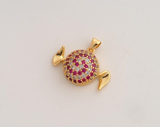 CZ Candy Pendant,Sweet Pendant,18K Gold Filled Candy Charm,DIY Jewelry Accessories,22x25.2x8mm