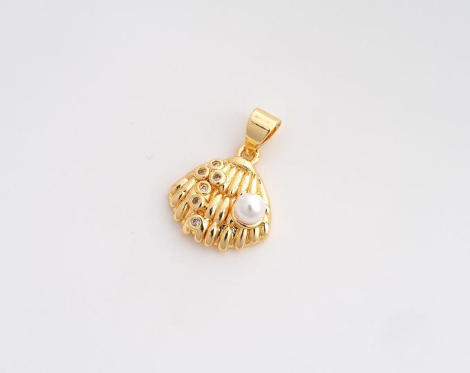 CZ Shell Pendant,Oyster Pendant,18K Gold Filled Shell Charm,DIY Jewelry Accessories,19x13.7x5.8mm