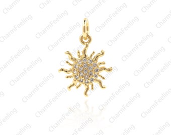 18K sun pendant, golden sun jewelry, sunflower necklace, used in jewelry making supplies 18x12.5x2.4mm 1pcs
