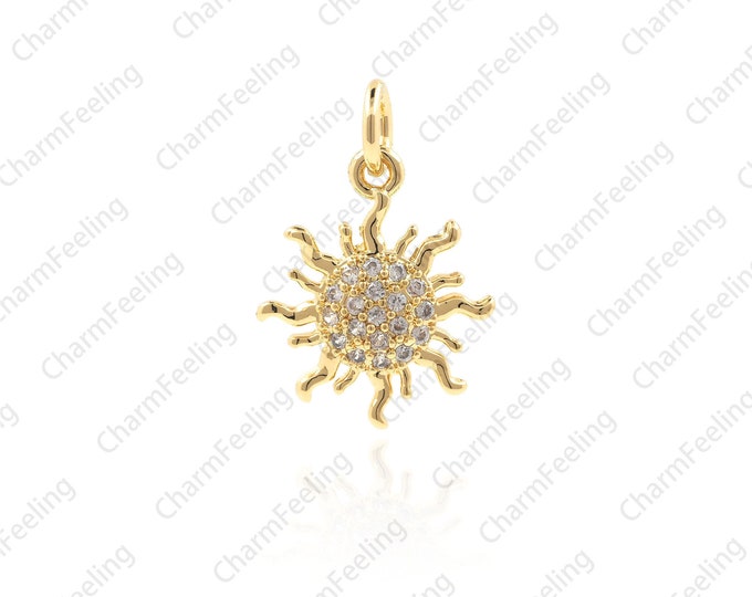 18K sun pendant, golden sun jewelry, sunflower necklace, used in jewelry making supplies 18x12.5x2.4mm 1pcs