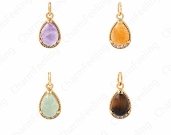 18K Gold Filled Drop Pendant, Teardrop Necklace,Dainty Charm,Drop Necklace, DIY Jewelry Accessories, 17x7.8x5mm