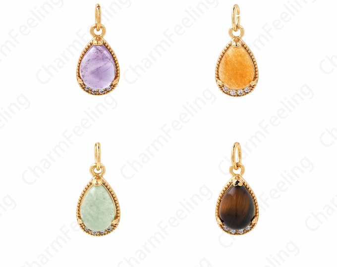 18K Gold Filled Drop Pendant, Teardrop Necklace,Dainty Charm,Drop Necklace, DIY Jewelry Accessories, 17x7.8x5mm