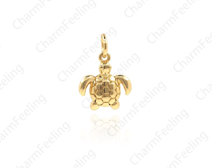 Little Tortoise Pendant, Little Brass Tortoise, Golden Tortoise Necklace, Ocean Charm, DIY Jewelry And Jewelry Making 15.8x11x2.3mm 1pcs