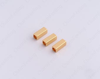 10 pcs Long Spacer Beads,18K Gold Filled Bar Spacer Beads,Square Beads,Bracelet Beads,DIY Jewelry Making Supplies,8x3mm
