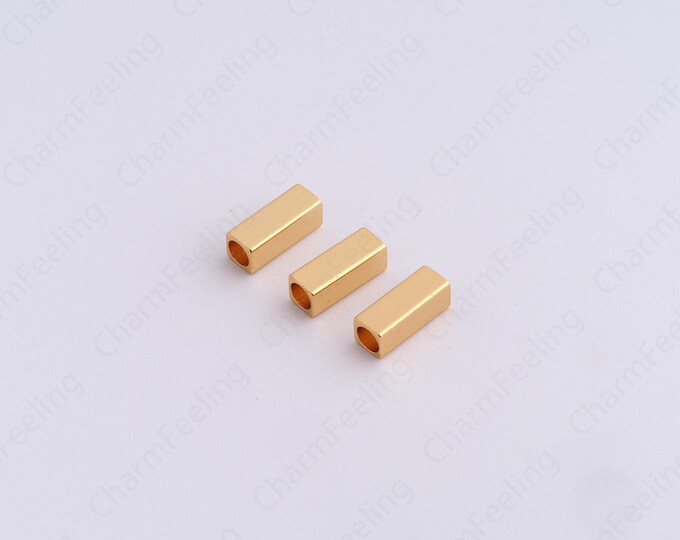 10 pcs Long Spacer Beads,18K Gold Filled Bar Spacer Beads,Square Beads,Bracelet Beads,DIY Jewelry Making Supplies,8x3mm