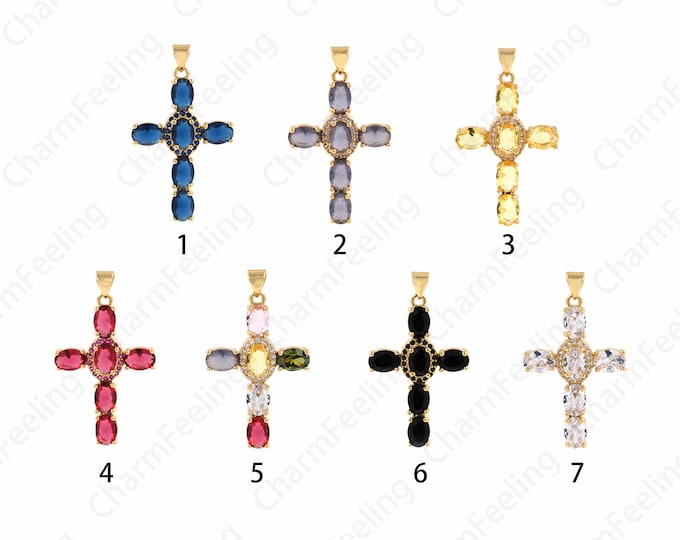 Cross Charm,18K Gold Filled Cross Pendant,Micropavé CZ Cross Necklace,Christian Charm,DIY Jewelry Accessories,22.2x38.4x5.2mm