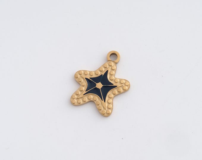 Stainless Steel Starfish Pendant,Starfish Charms,Enamel Starfish Charm, DIY Jewelry Supplies, 16x13.5x1.3mm