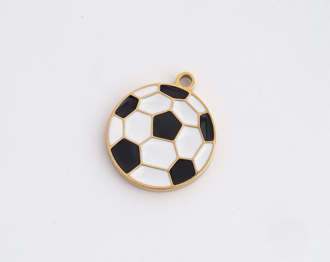 Enamel Football Charms,Dainty Sports Charm, 18K Gold Filled Football Pendant,DIY Jewelry Accessories 18.2x15.8x1.7mm