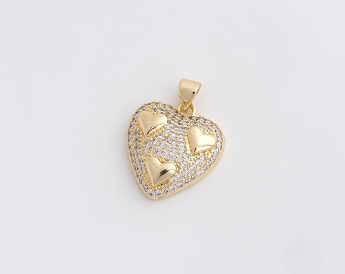 Heart Charm,Heart Pendant, 18K Gold Filled Love Necklace,DIY Jewelry Accessories,25x18.5x4.8mm