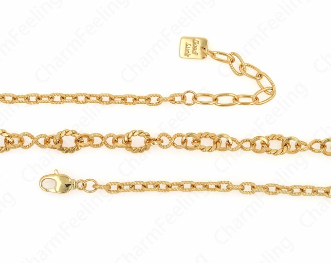 Lobster Clasp Necklace,Brass Necklace,Oval Necklace,18K Gold Filled Simple Necklace,DIY Jewelry Supplies,Length:49cm