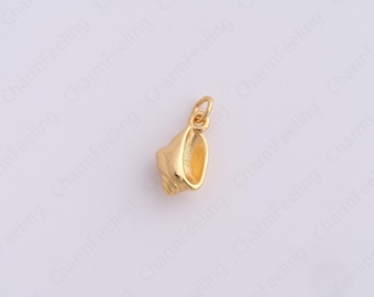 Shell Pendant, Beach Charm, 18K Gold Filled Beach Necklace, Shell Necklace, Shell Charm, DIY Jewelry Supplies, 14.8x7x5.2mm