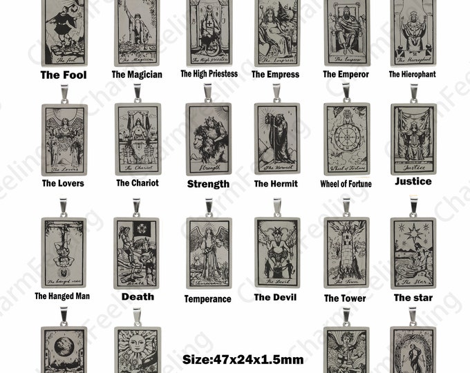 Stainless Steel Tarot Pendant, Tarot Charm, Sun Tarot Necklace, Charm of Amulet, Card Pendant, Necklace Making Supplies 47x24x1.5mm