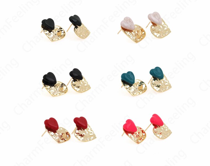 Heart-Shaped Earrings, 18K Gold Filled Love Earrings, Micropaved CZ Love Earrings,Love Charm, A Gift For Her,18.5x20x4.5mm