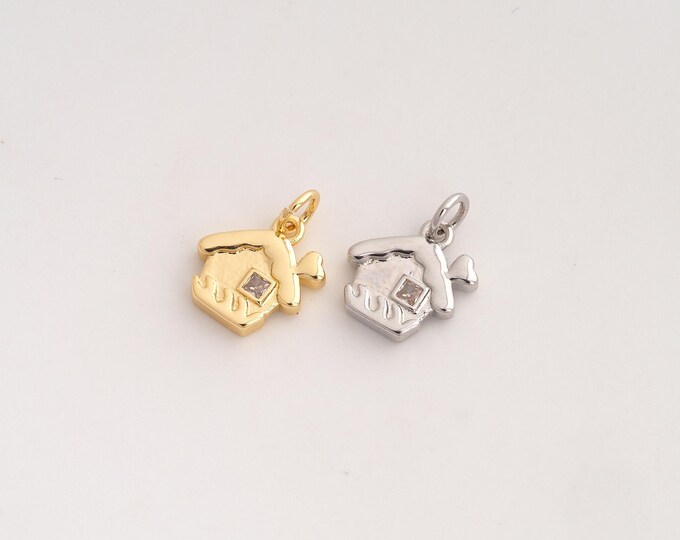CZ House Pendant,House Pendant,18K Gold Filled House Charm,DIY Jewelry Accessories,15.4x11.5x2.8mm