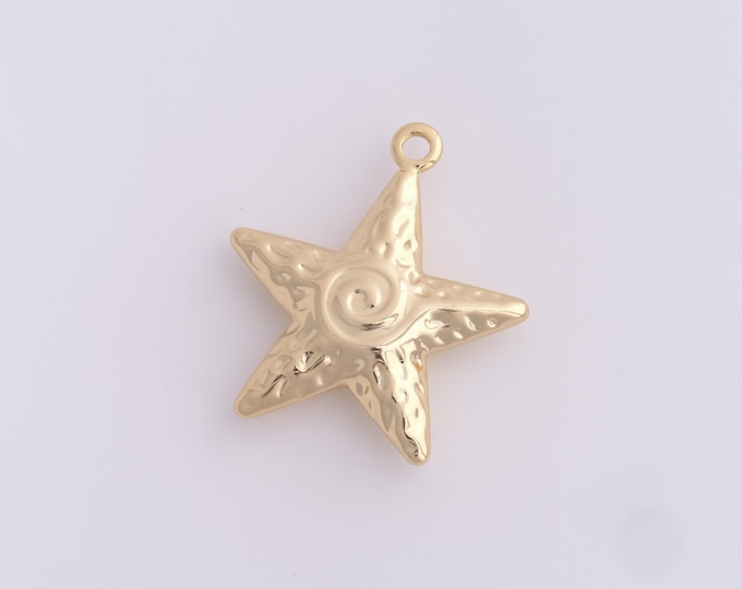 Star Charm, Dainty Pendant,Celestial Charm, 18K Gold Filled Star Jewelry, Pentagram Pendant, DIY Jewelry Supplies,34.2x30.7x7.5mm