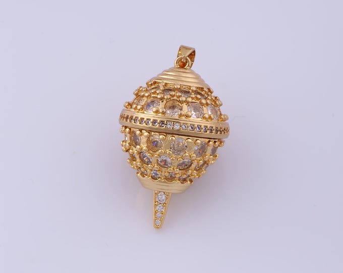 18K Gold Filled Balloon Pendant, Micropavé CZ Balloon Pendant, Balloon Charm, DIY Jewelry Accessories, 39.5x22.4x22.4mm