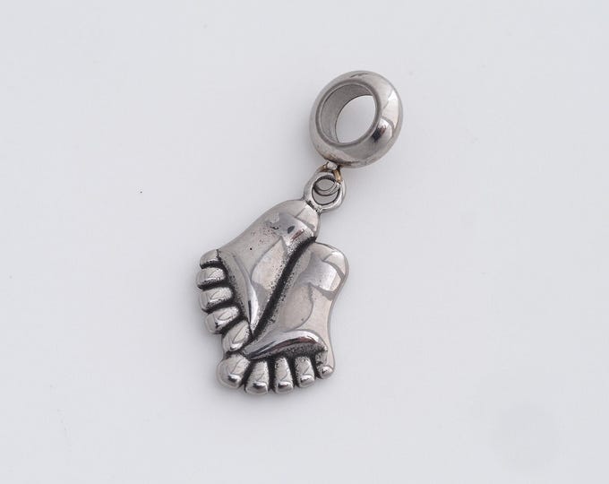 Stainless Steel Footprint Pendant,Foot Charms,Footprint Charm, DIY Jewelry Supplies, 32x15x2mm