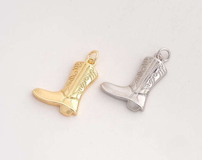 Knight Boot Pendant,Knight Boot Pendant,18K Gold Filled Knight Boot Charm,DIY Jewelry Accessories,24.3x17x3.6mm