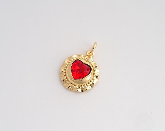 CZ Heart Pendant,Love Pendant,18K Gold Filled Heart Charm,DIY Jewelry Accessories,18.3x13x5mm