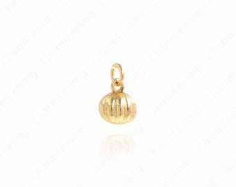 Pumpkin Pendant,Pumpkin Charm, 18K Gold Filled Pumpkin Necklace,Round Pendant, DIY Jewelry Supplies, 10.2x6.4x6.4mm