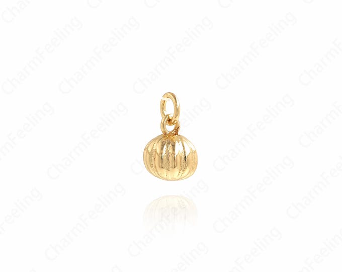 Pumpkin Pendant,Pumpkin Charm, 18K Gold Filled Pumpkin Necklace,Round Pendant, DIY Jewelry Supplies, 10.2x6.4x6.4mm