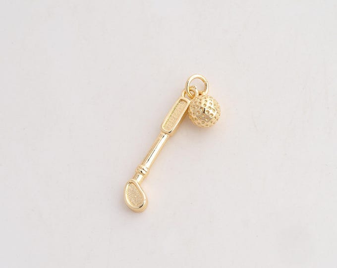 Golf Club Pendant,Golf Pendant,18K Gold Filled Sports Charm,DIY Jewelry Accessories,29.4x5.3x2.6mm Ball:6.4mm
