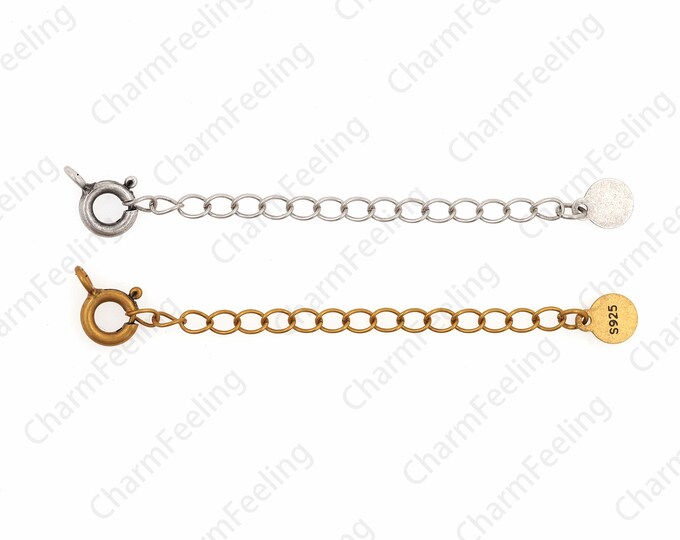 18K Gold Filling Chain Accessories, Sailor Clasp Chain, Sterling Silver Extension Chain,S925 Silver Tail Chain, DIY Jewelry Supplies, 6cm