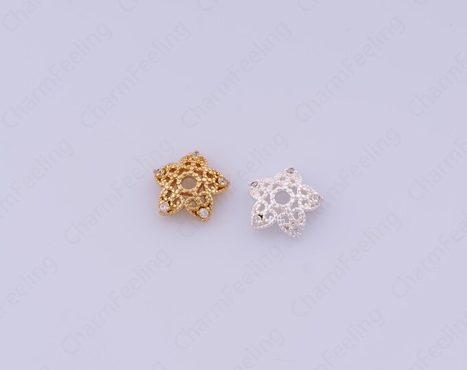 18K Gold Filled Flower Bead Caps,Pearl Caps,Round Bead Caps,Flower Caps,Spacer Jewelry, Brass Caps, DIY Gold Jewelry Making,9.6x3.2mm