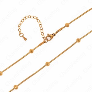 Beaded Necklace Dainty Chain Necklace,Gold Necklace, Layered Necklace,Stainless Steel Chain Classic Chain Necklace 37+6cm